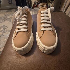Prada Beige and White Women's Sneakers
